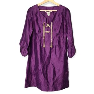 Diane Von Furstenberg Honey Pie Royal Purple Linen Blend Dress